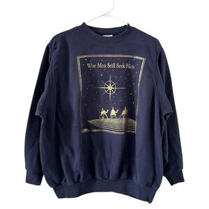 ✝️✝️  Vintage "Wise Men Still Seek Him" Christian JESUS Crewneck Sweatshirt XL